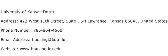 University of Kansas Dorm Address Contact Number