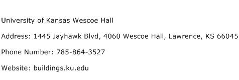University of Kansas Wescoe Hall Address Contact Number