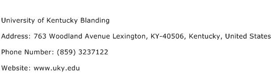 University of Kentucky Blanding Address Contact Number