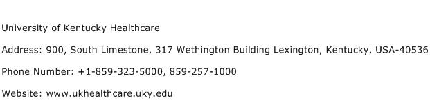 University of Kentucky Healthcare Address Contact Number