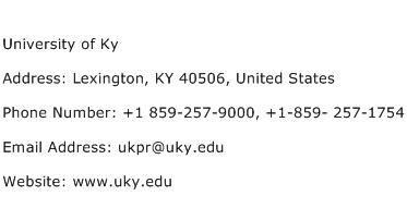 University of Ky Address Contact Number