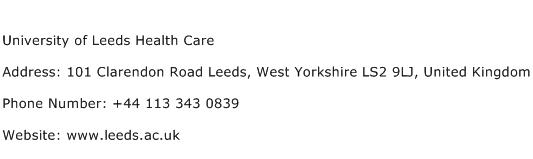 University of Leeds Health Care Address Contact Number