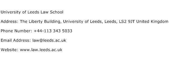 University of Leeds Law School Address Contact Number