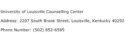 University of Louisville Counselling Center Address Contact Number