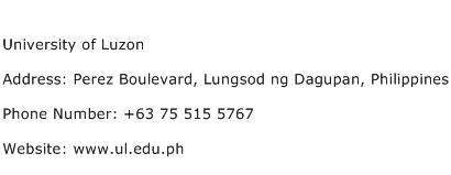 University of Luzon Address Contact Number