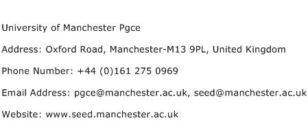 University of Manchester Pgce Address Contact Number