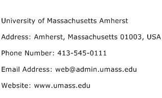 University of Massachusetts Amherst Address Contact Number