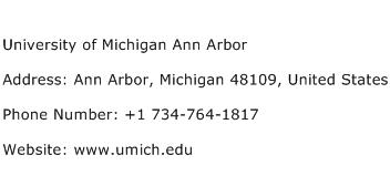 University of Michigan Ann Arbor Address Contact Number