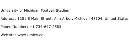 University of Michigan Football Stadium Address Contact Number