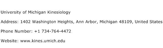 University of Michigan Kinesiology Address Contact Number