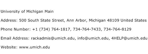 University of Michigan Main Address Contact Number
