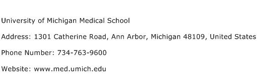 University of Michigan Medical School Address Contact Number