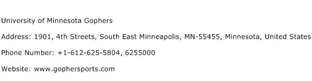 University of Minnesota Gophers Address Contact Number