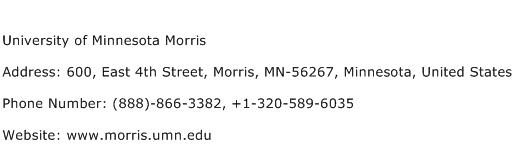 University of Minnesota Morris Address Contact Number