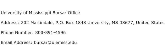 University of Mississippi Bursar Office Address Contact Number