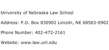 University of Nebraska Law School Address Contact Number