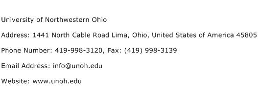 University of Northwestern Ohio Address Contact Number