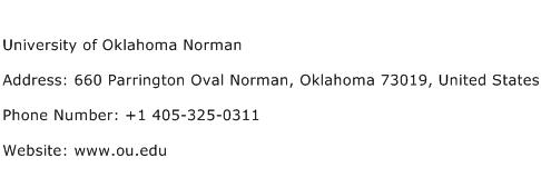 University of Oklahoma Norman Address Contact Number