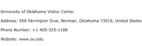 University of Oklahoma Visitor Center Address Contact Number