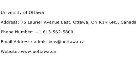 University of Ottawa Address Contact Number