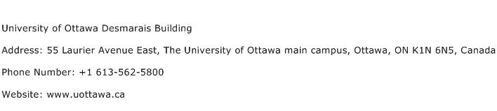University of Ottawa Desmarais Building Address Contact Number