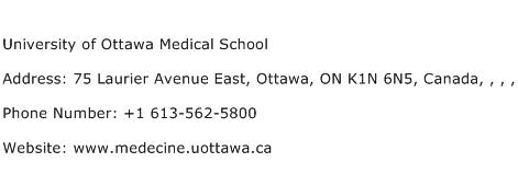 University of Ottawa Medical School Address Contact Number