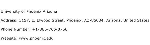 University of Phoenix Arizona Address Contact Number