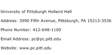 University of Pittsburgh Holland Hall Address Contact Number
