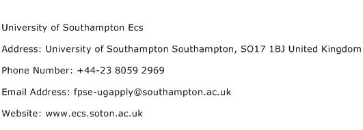 University of Southampton Ecs Address Contact Number