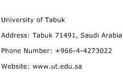 University of Tabuk Address Contact Number