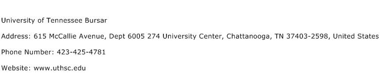 University of Tennessee Bursar Address Contact Number