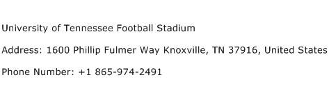 University of Tennessee Football Stadium Address Contact Number