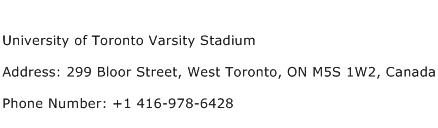 University of Toronto Varsity Stadium Address Contact Number