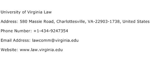 University of Virginia Law Address Contact Number