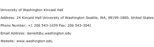 University of Washington Kincaid Hall Address Contact Number