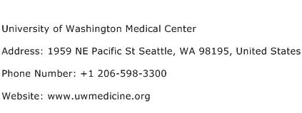 University of Washington Medical Center Address Contact Number