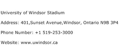 University of Windsor Stadium Address Contact Number