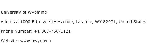 University of Wyoming Address Contact Number