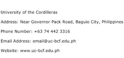 University of the Cordilleras Address Contact Number