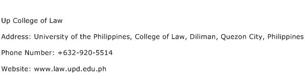 Up College of Law Address Contact Number