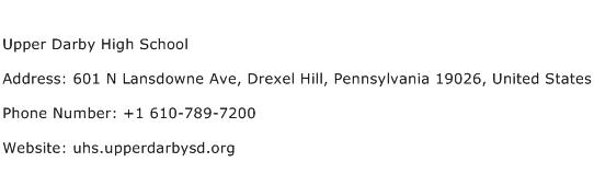 Upper Darby High School Address Contact Number