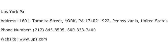 Ups York Pa Address Contact Number