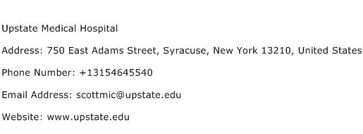 Upstate Medical Hospital Address Contact Number