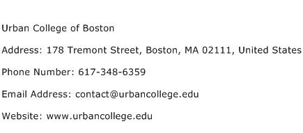 Urban College of Boston Address Contact Number