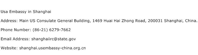 Usa Embassy in Shanghai Address Contact Number