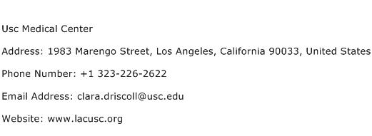 Usc Medical Center Address Contact Number