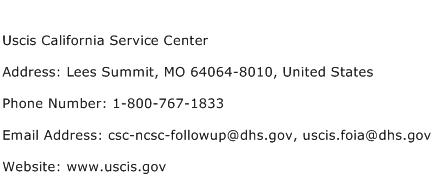 Uscis California Service Center Address Contact Number