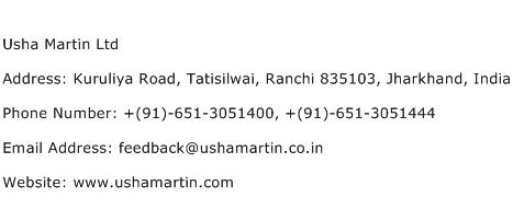 Usha Martin Ltd Address Contact Number