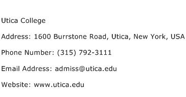 Utica College Address Contact Number