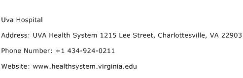 Uva Hospital Address Contact Number